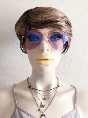 Retro Style Half Frame Aviator Sunglasses Berry Blue